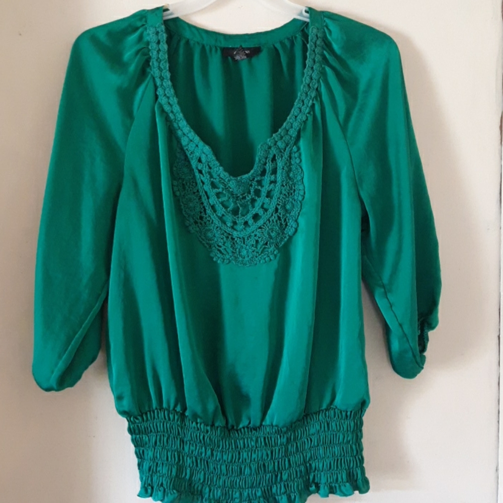 Emerald Green Boho style blouse